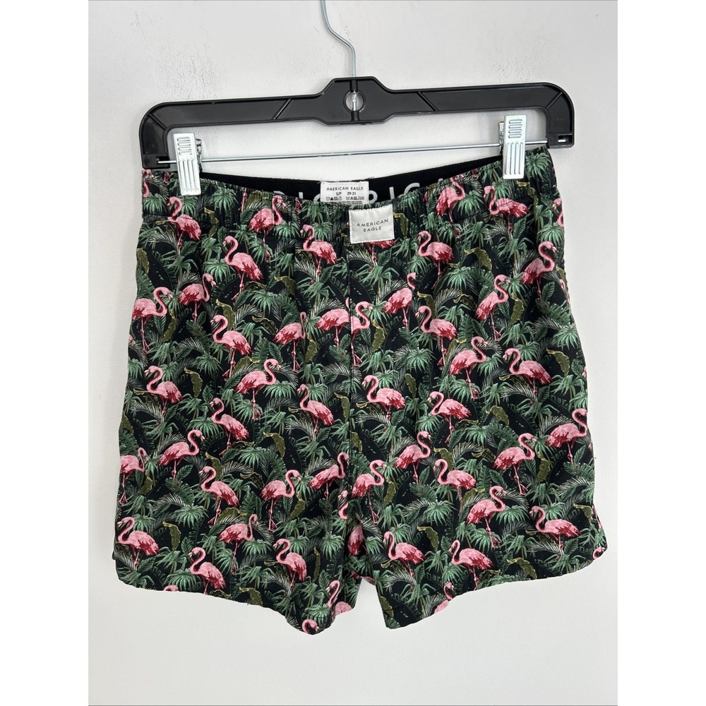 American‎ Eagle Outfitters Men's Sz Small Flamingo Boxing Shorts Green Pink